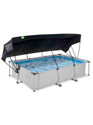 Каркасный бассейн EXIT с тентом, 300x200x65 см, серый